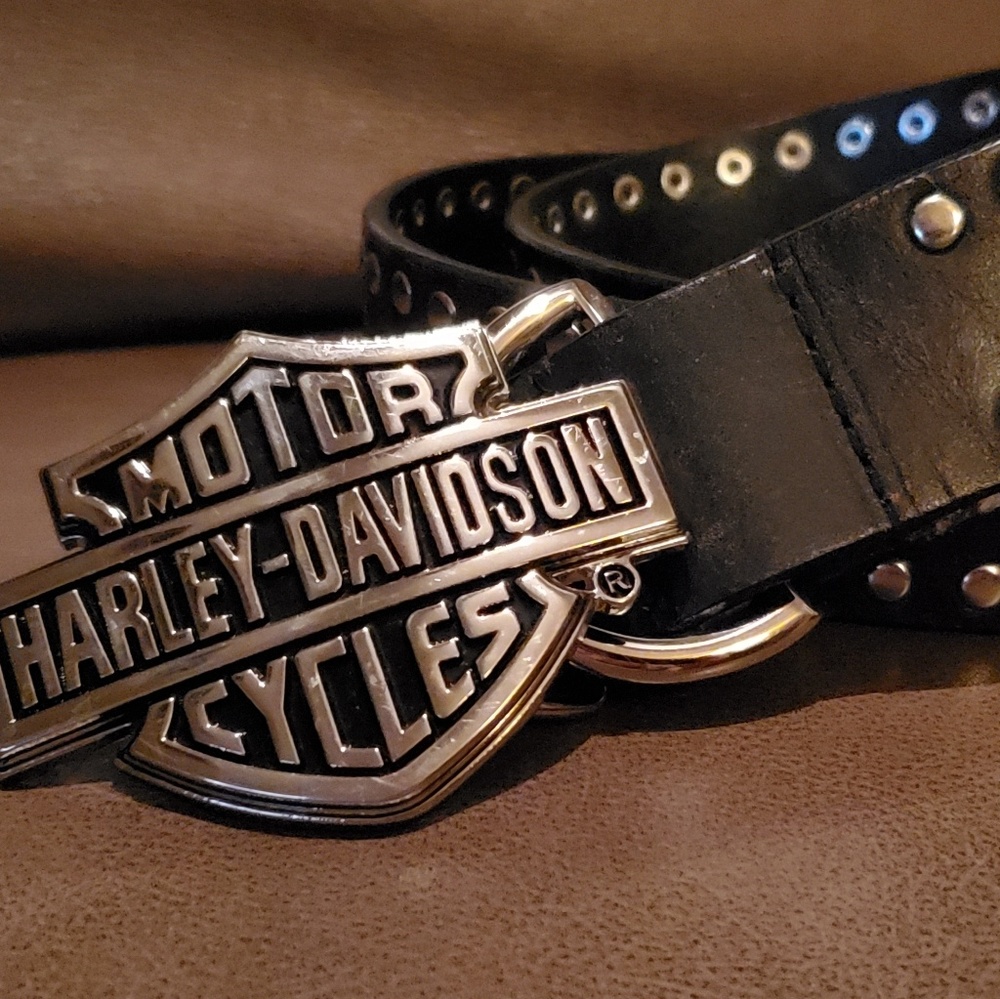 Harley Davidson Black Studded Leather Belt